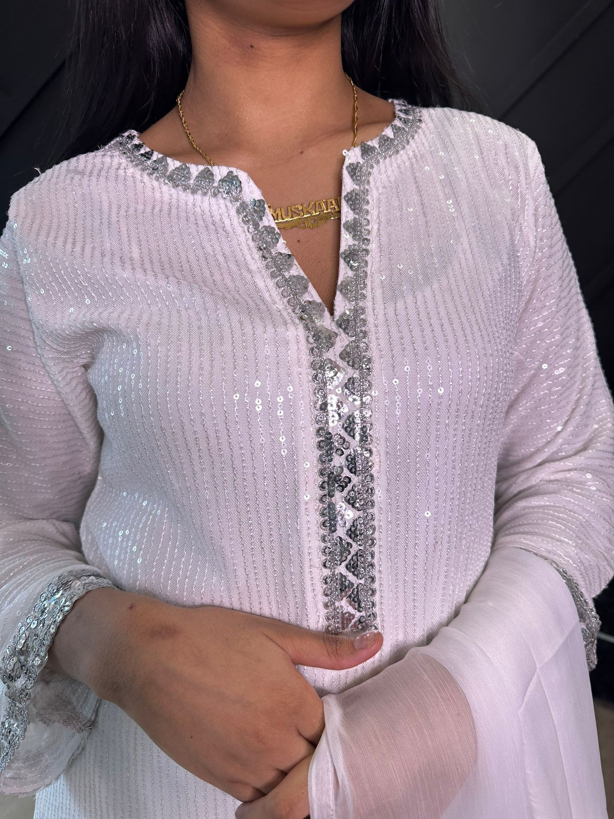 Kareena Sequin Suit  - White