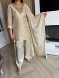 Moamina 3pc Indian Silk With Farshi Shalwar