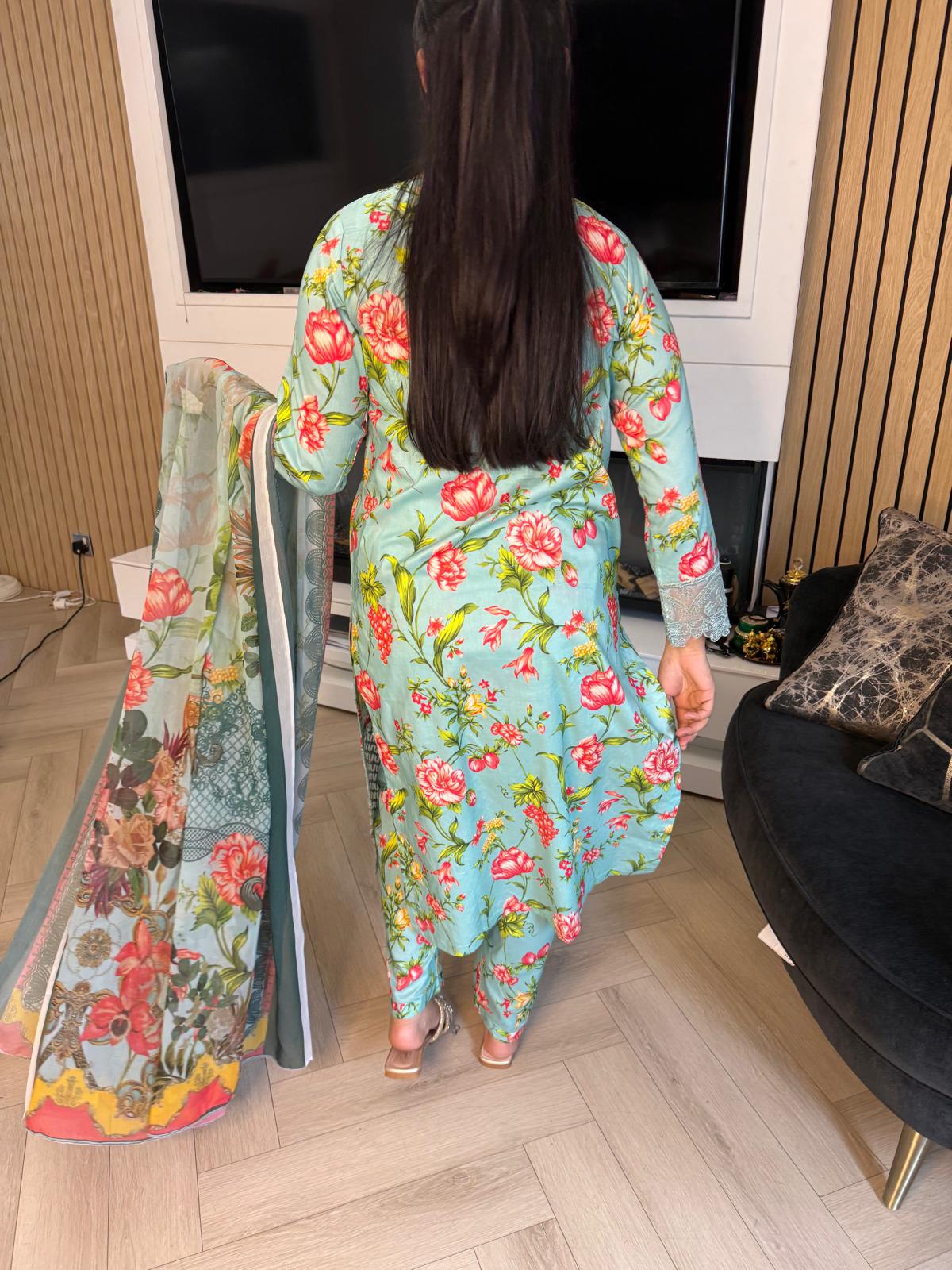 Adeela 3pc Printed Lawn Suit