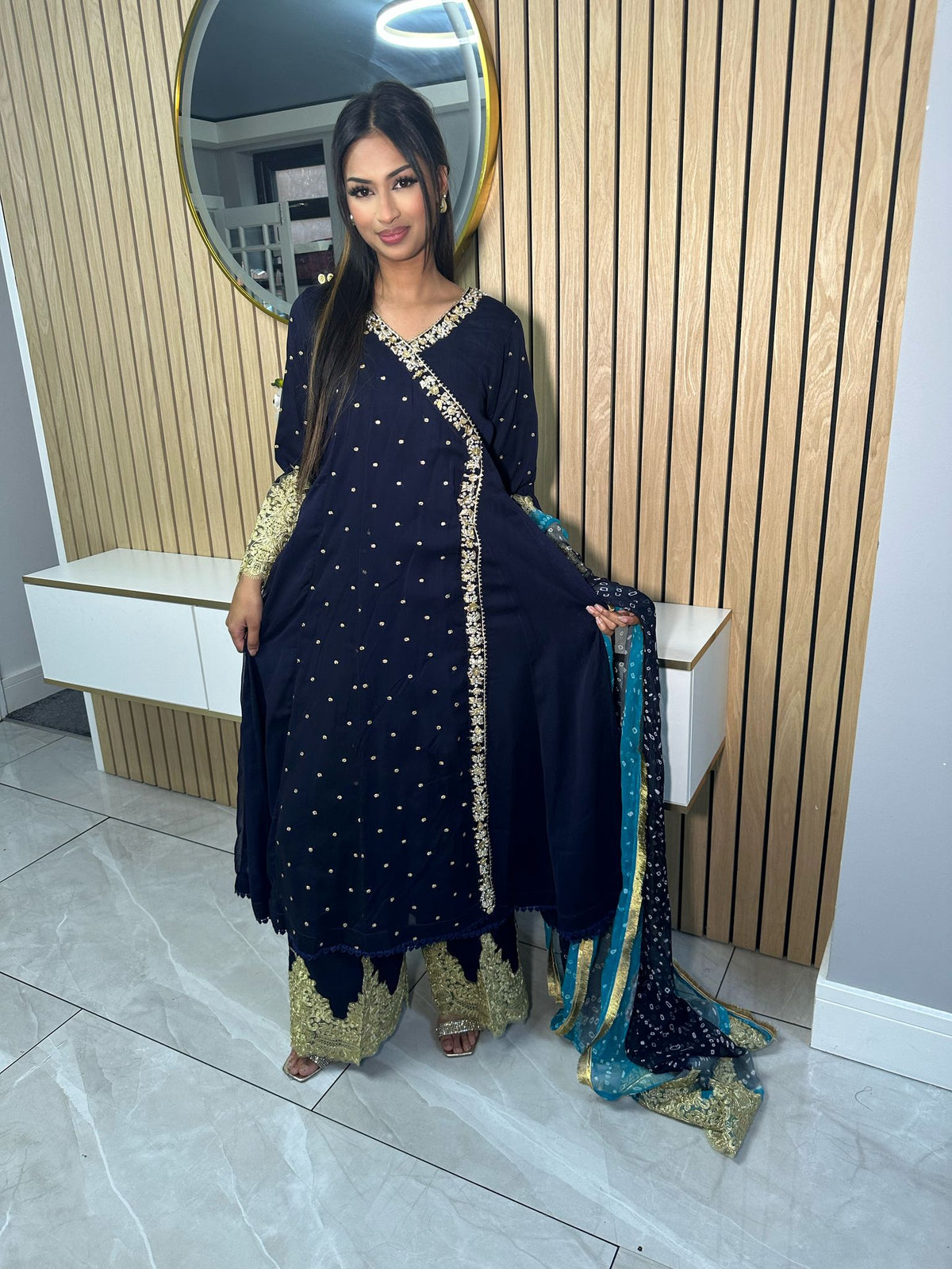 Angrakha 3pc Frock With Plazzo