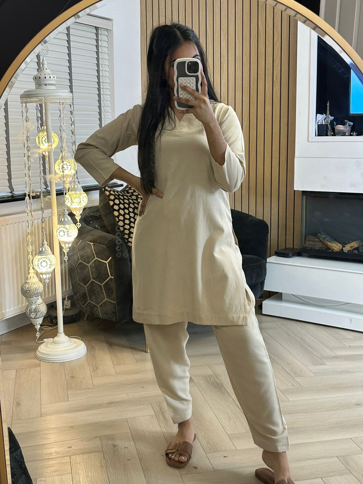 Leela M&D Shalwar-Cream