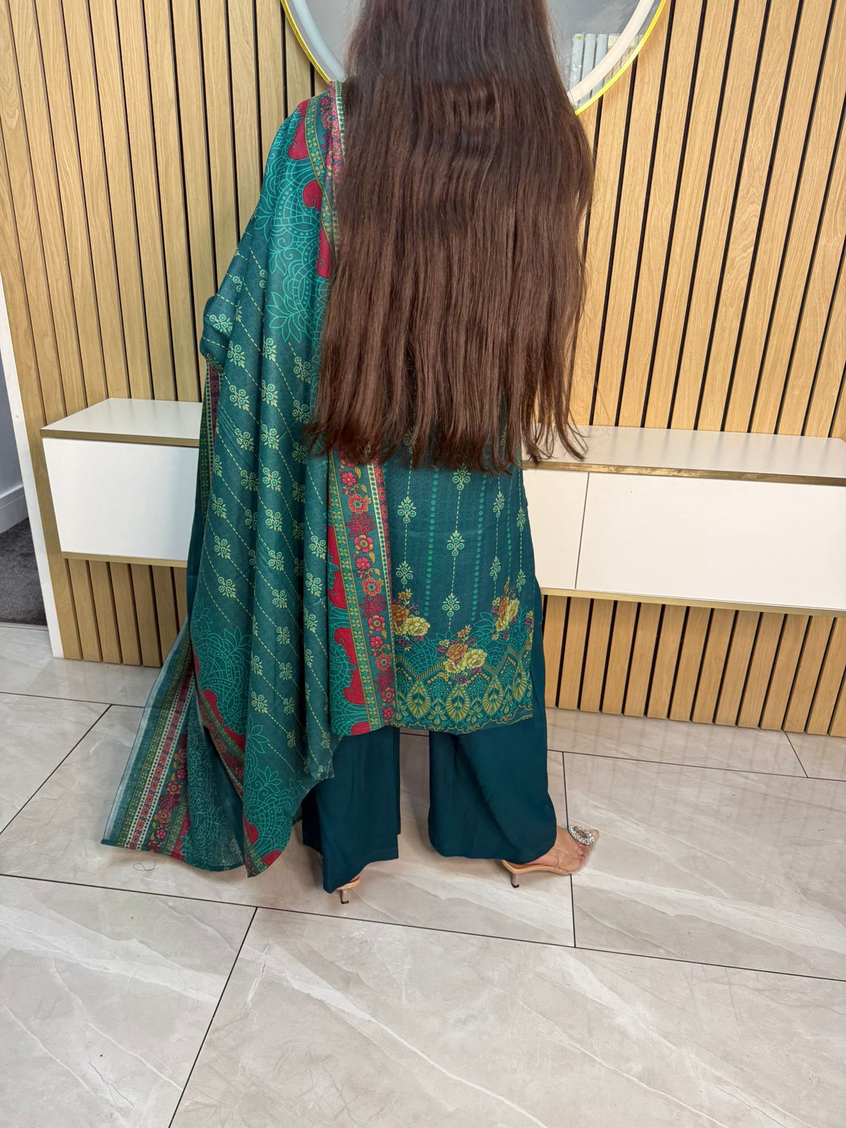 Arfa 3pc Dhannak suit with Shawl