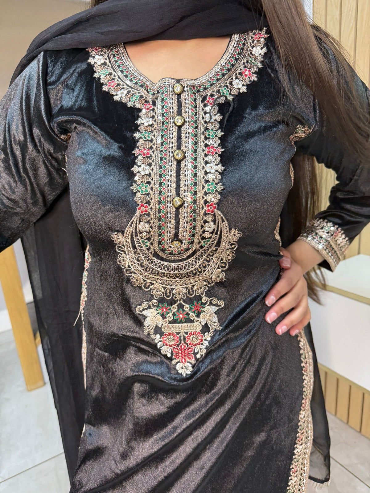 Saher Velvet 3pc Mother & Daughter Suits