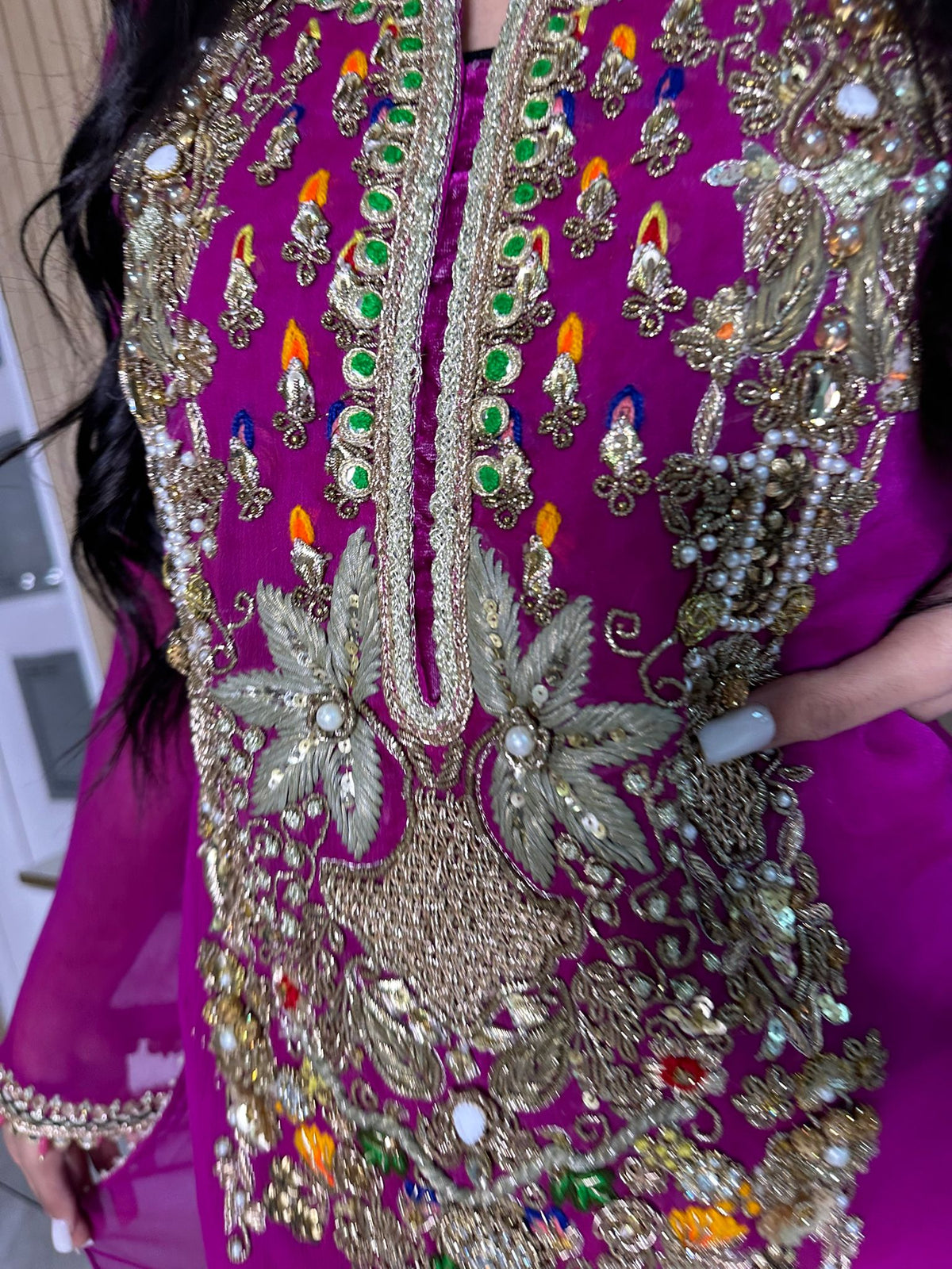 Khuda Baksh - Fuscia and Gold Trouser