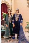 Maheen 3pc Embroidered Velvet Suit With Organza Dupatta U2-C1