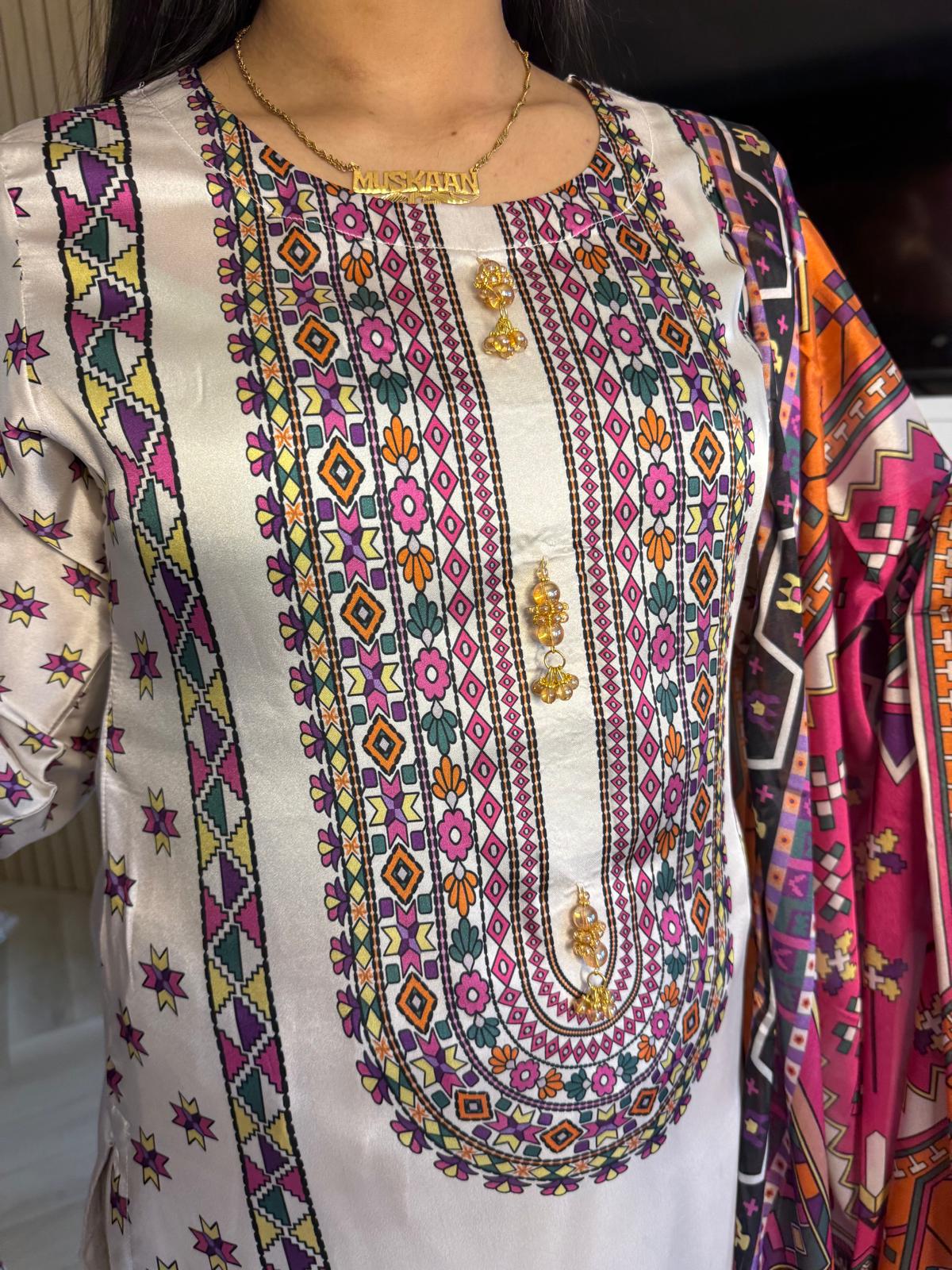 Gulnaz 3pc Silk Mother and Daughter Suit