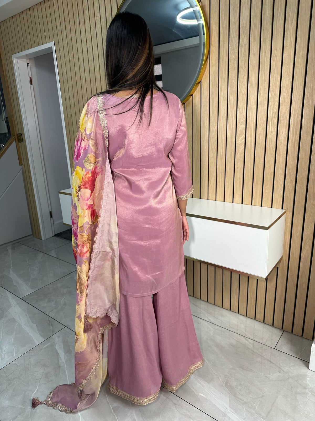 Amber 3pc Indian Silk With Floral Dupatta U2-G3