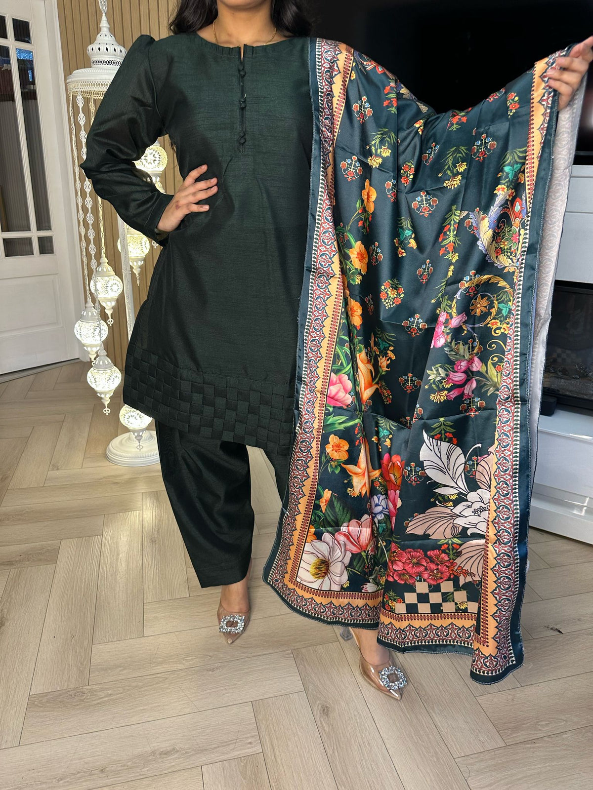 Sofia 3pc Farshi Shalwar With Fancy Dupatta