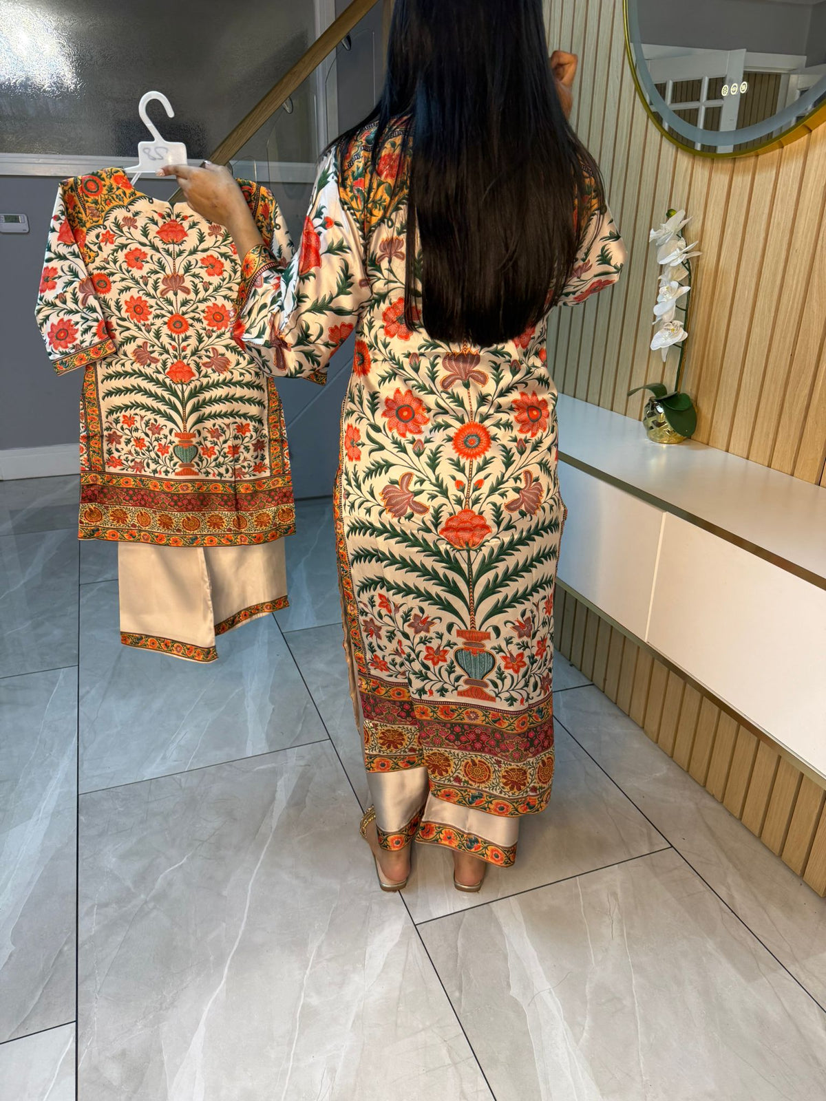 Shamila 2pc Silk Mother and Daughter Co-ord D1-F
