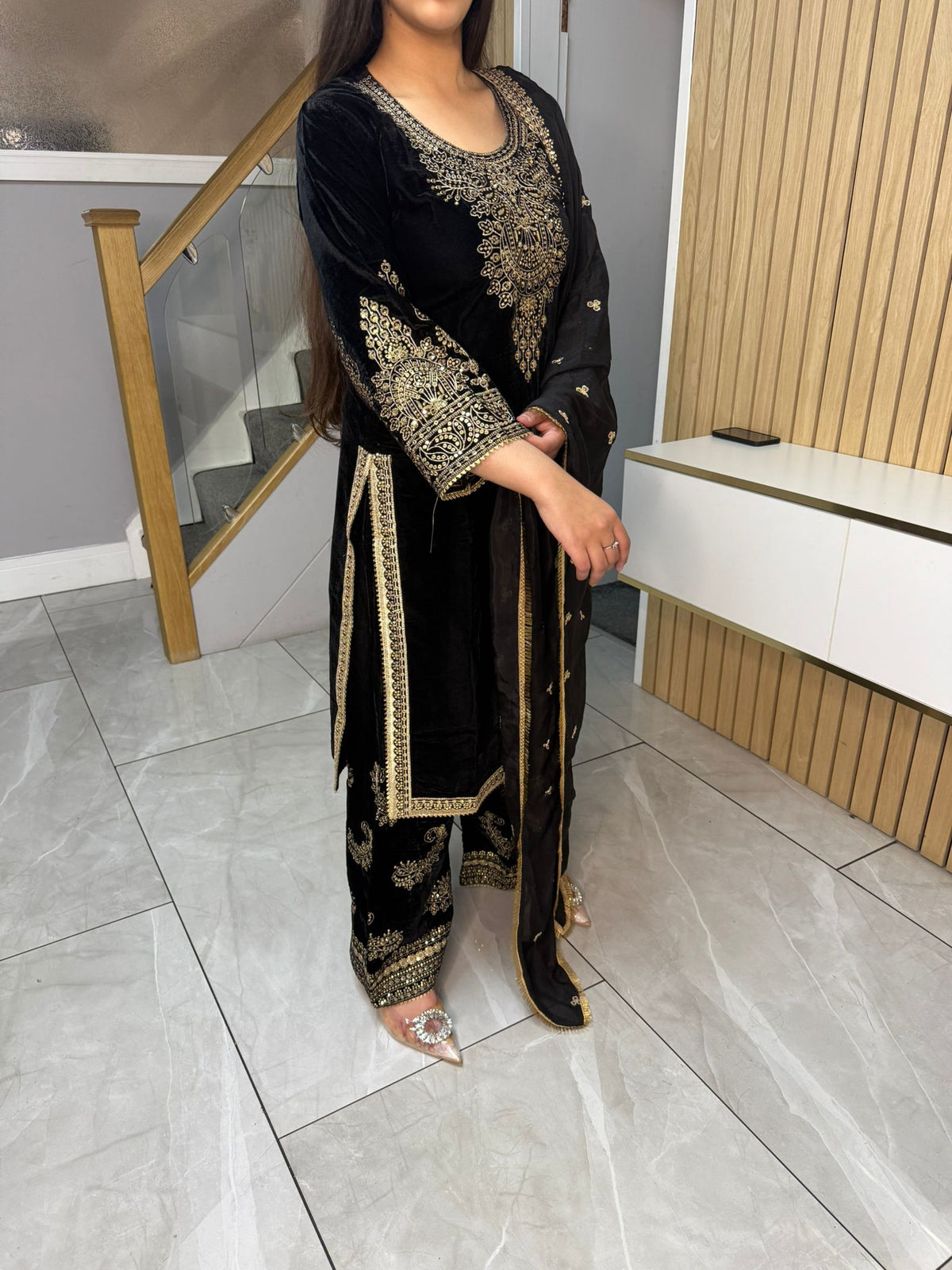 Gulal 3pc Embroidered Velvet Suit With Silk Dupatta