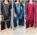 Ilham 3pc Dhanak Suit With Thread Embroidery