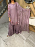 Aleena 3pc Chiffon Suit With Plazzo Trouser U3-C3