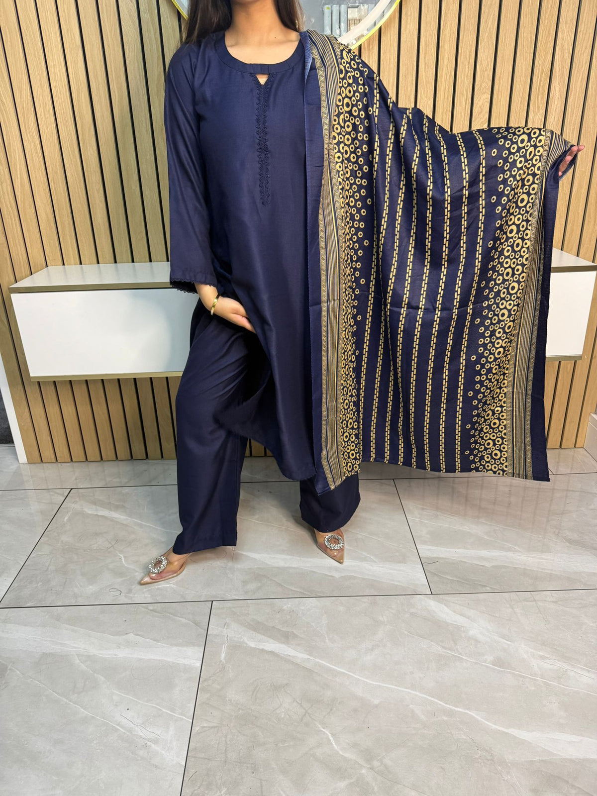 Haya 3pc Dhannak suit with Wool Shawl aww