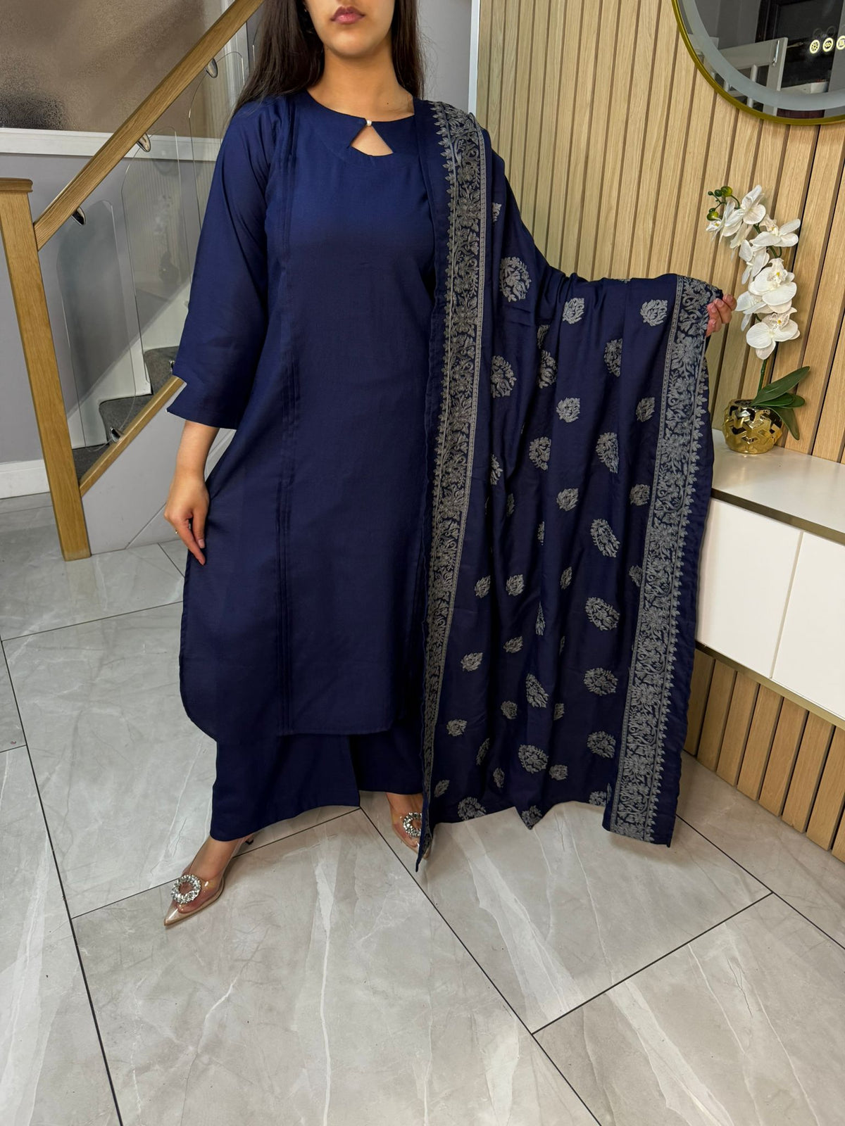 Noor Zahra 3pc Dhannak Suit With Embroidered Shawl