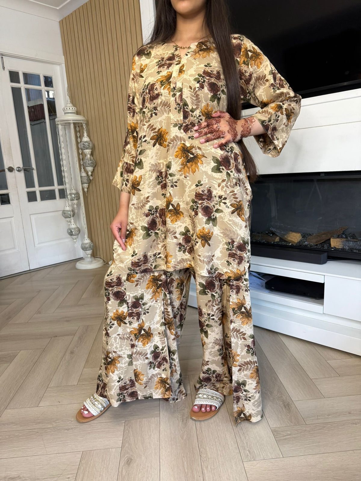 Maisah 2pc Linen With Plazzo Trouser