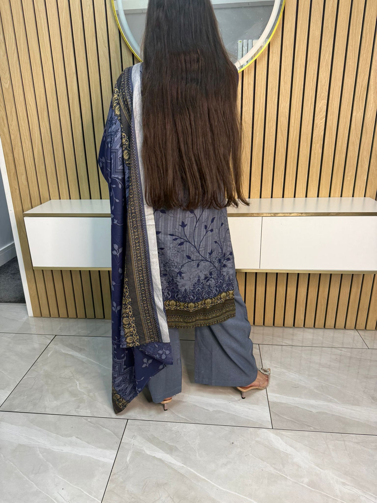 Arfa 3pc Dhannak suit with Shawl