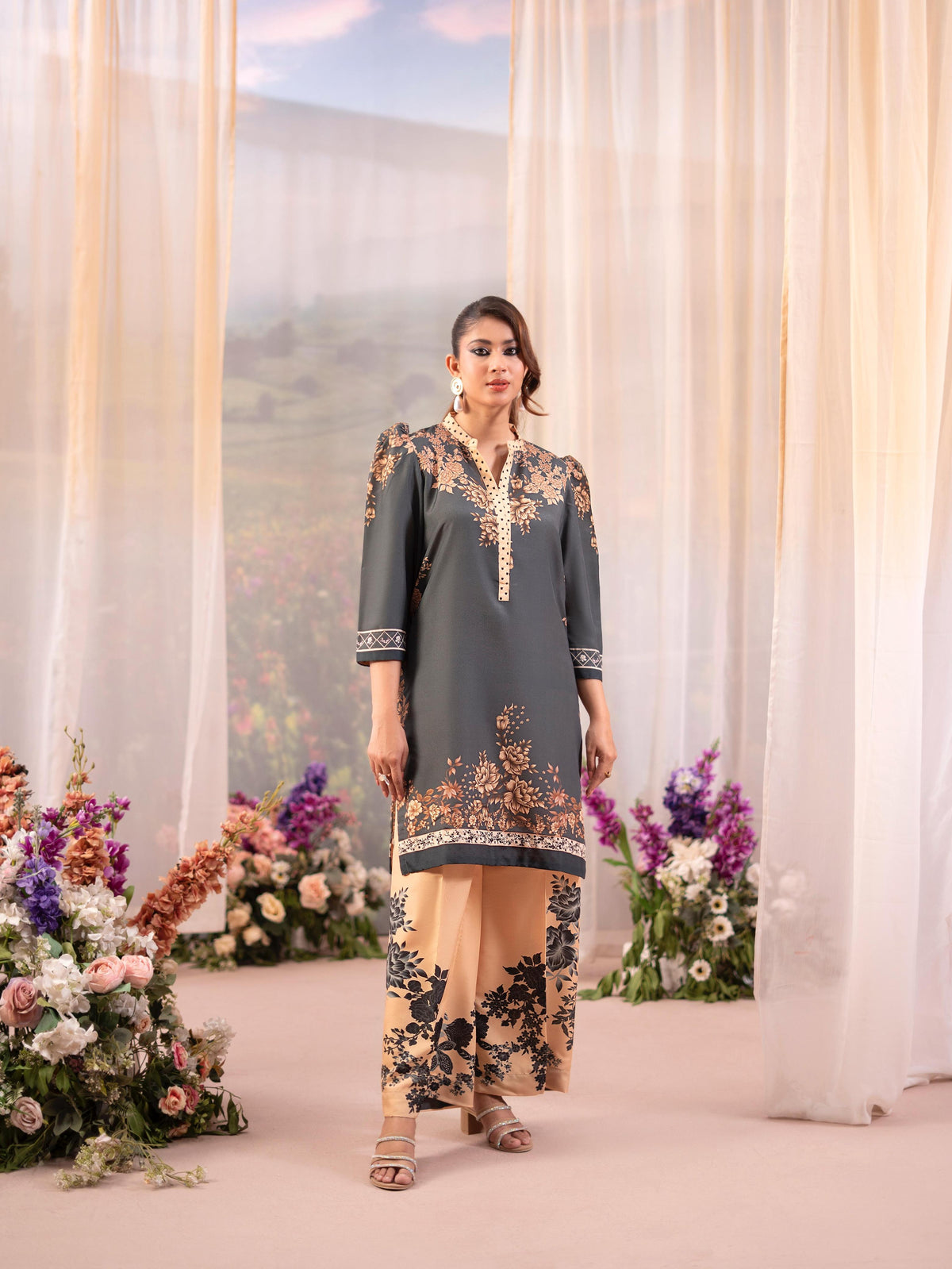 Rose Poly Lawn 2pc Co-Ord by Raniya.H