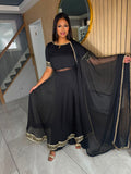 Adila 3pc Chiffon Dress-Black