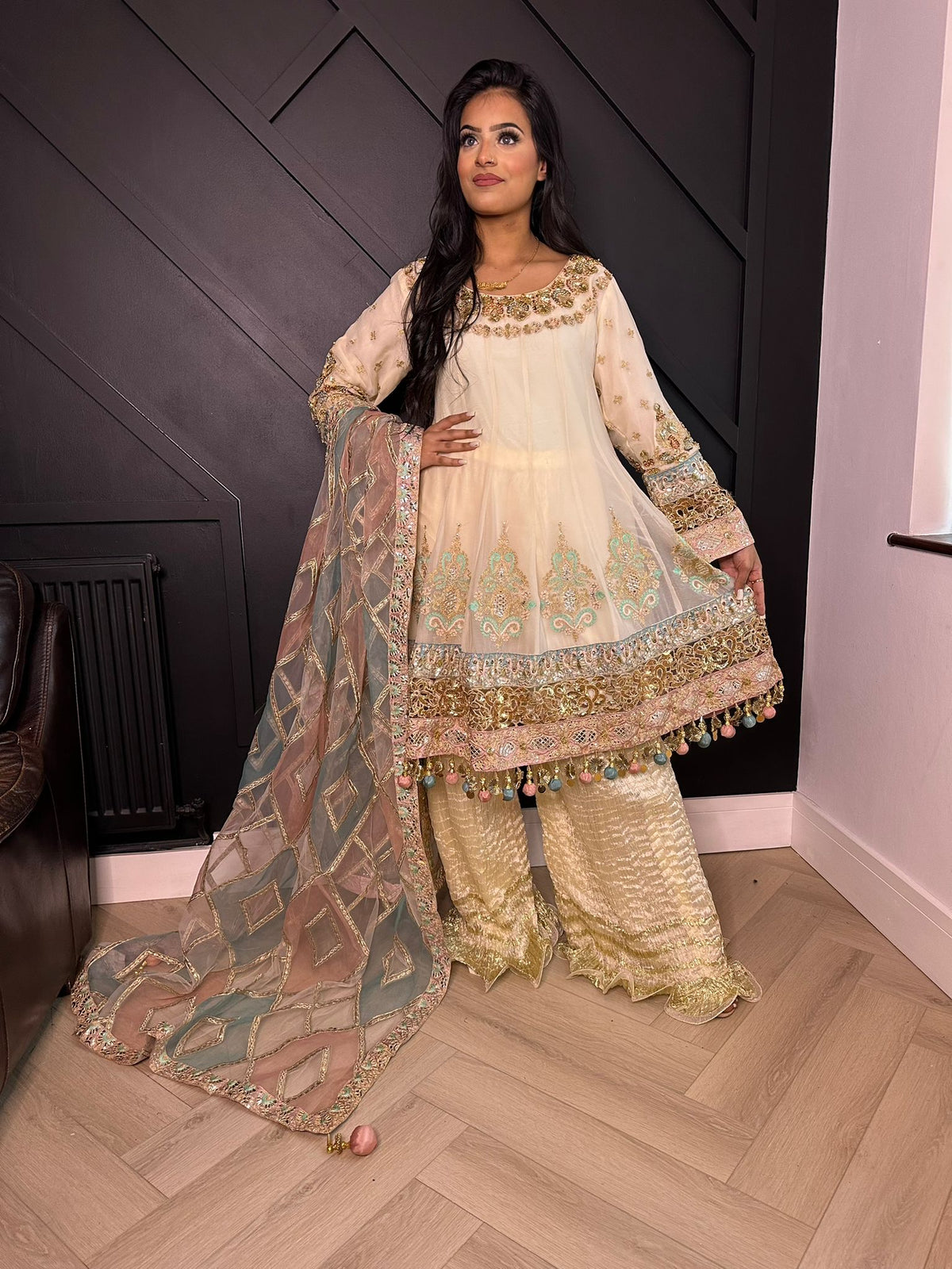 Karma-Cream and Pastel Sharara Style