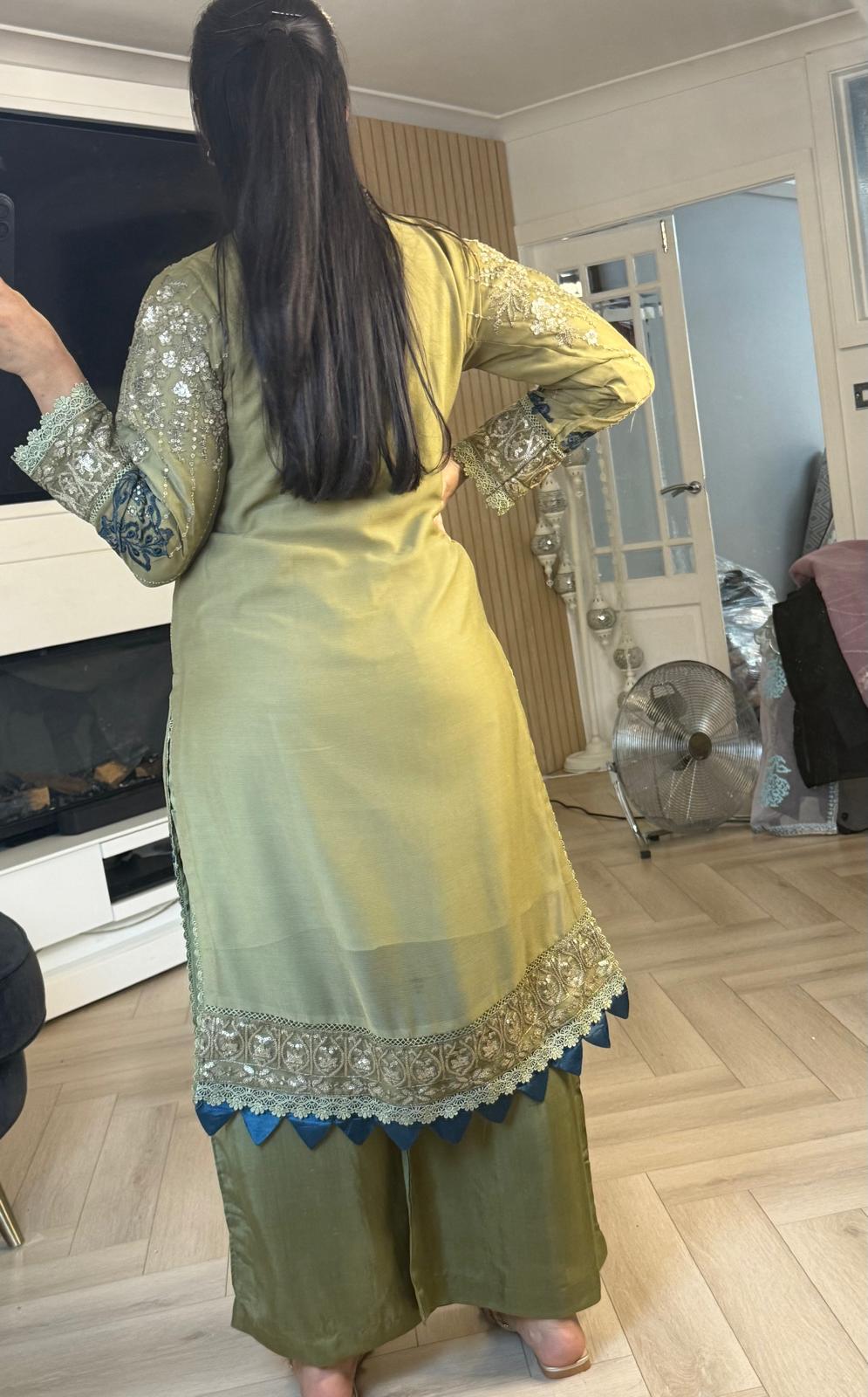 Maria B inspired  Chiffon 3pc Suit With Chiffon Duppata U2-A2