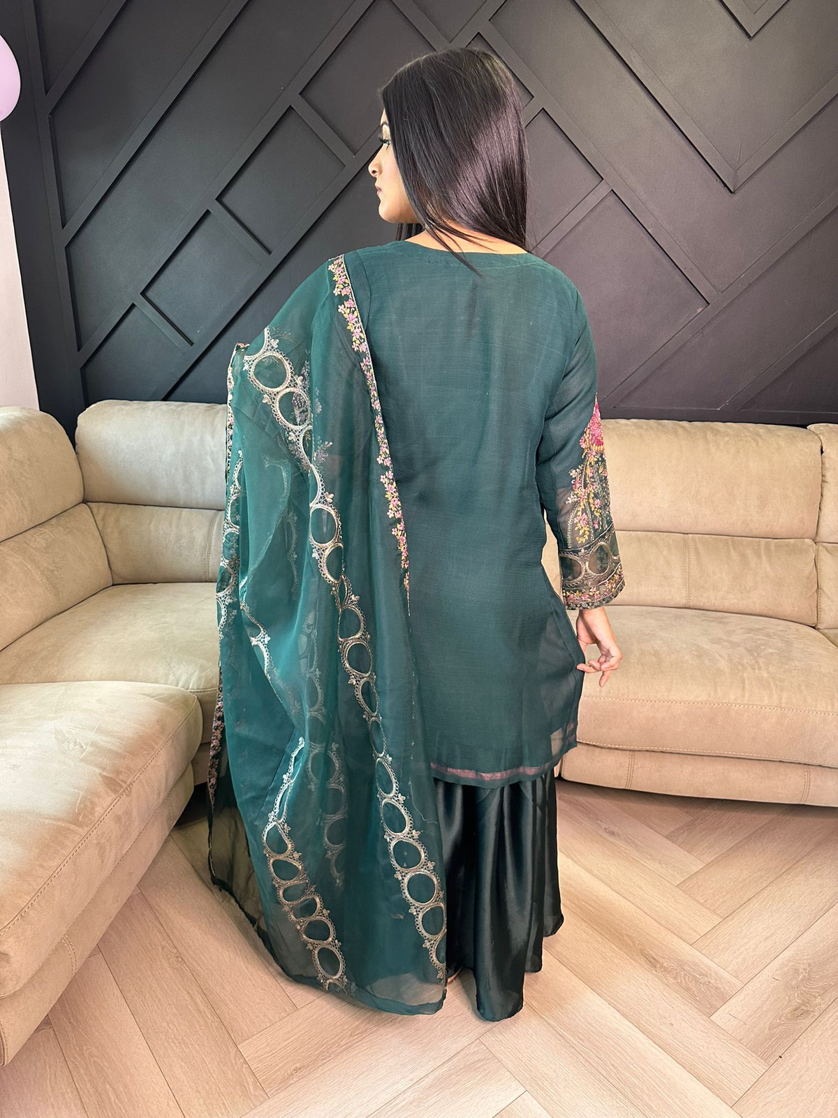 Diya Gharara - Dark Green