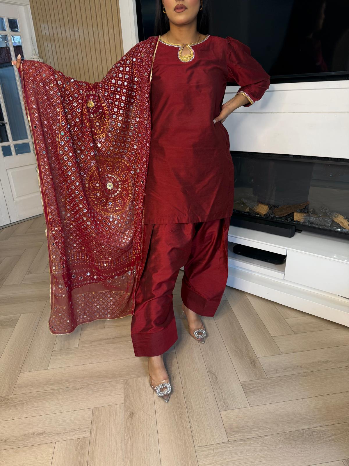 Sofia 3pc Farshi Shalwar With Fancy Dupatta