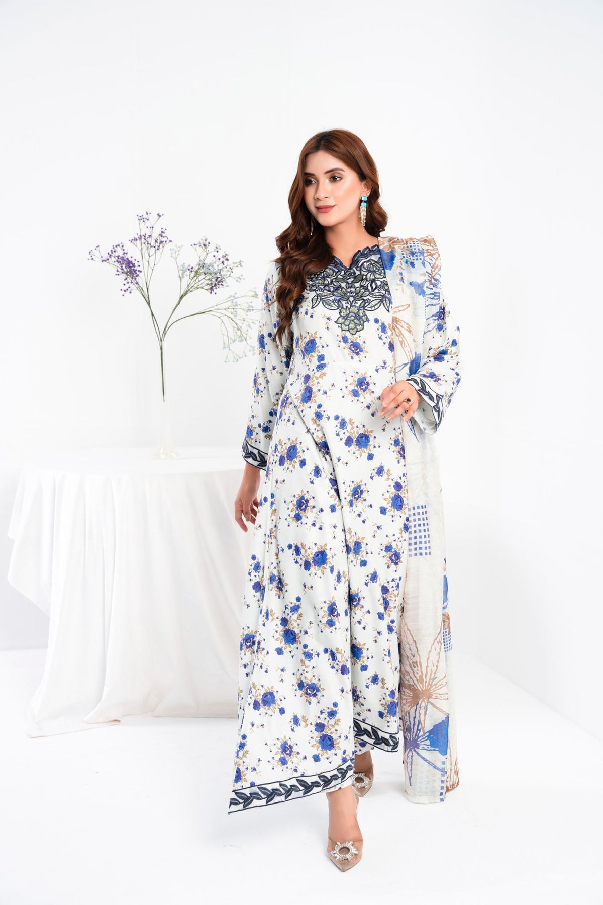 Maha Gul 3 Piece - White Dress