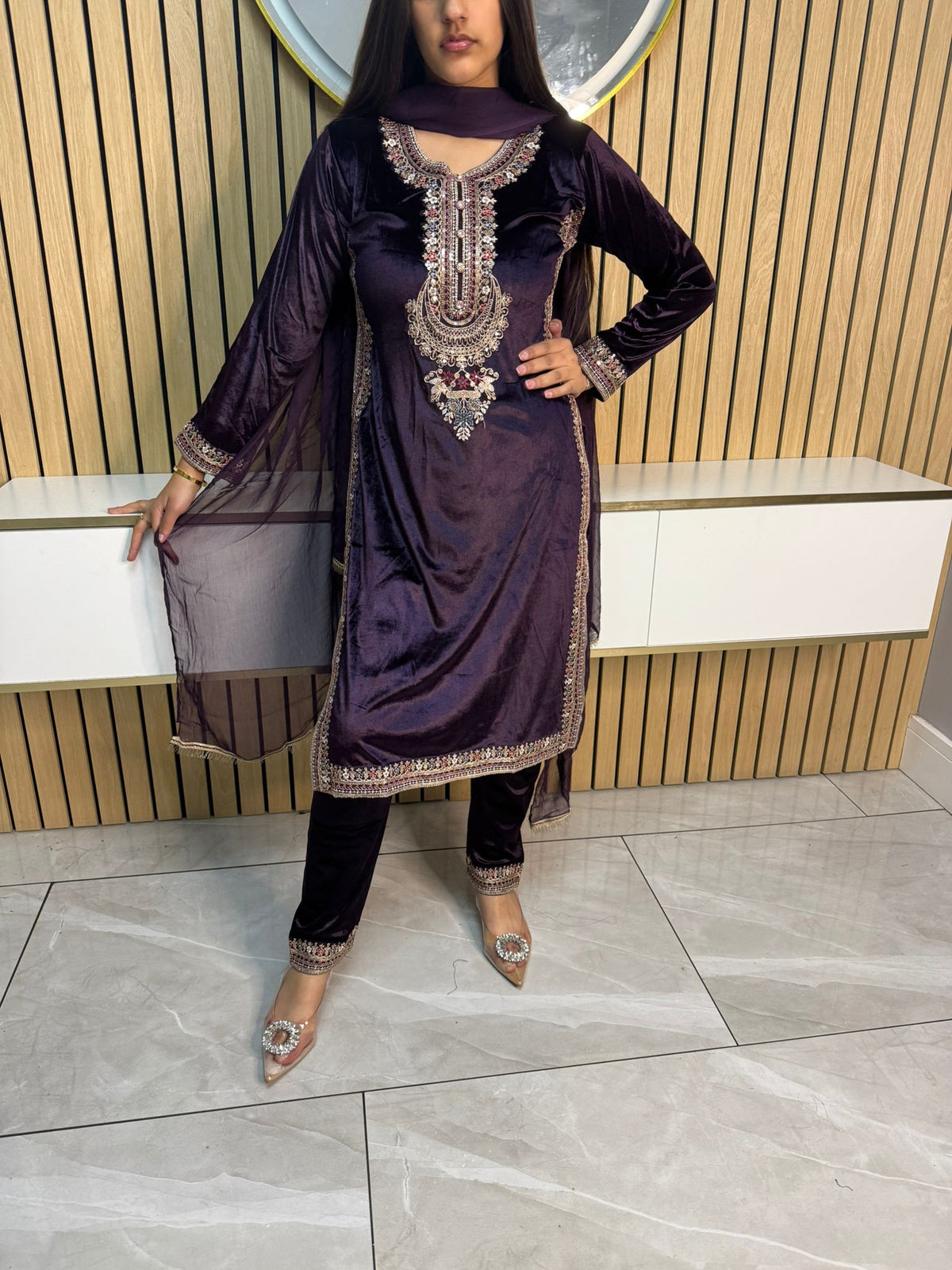 Saher Velvet 3pc Mother & Daughter Suits