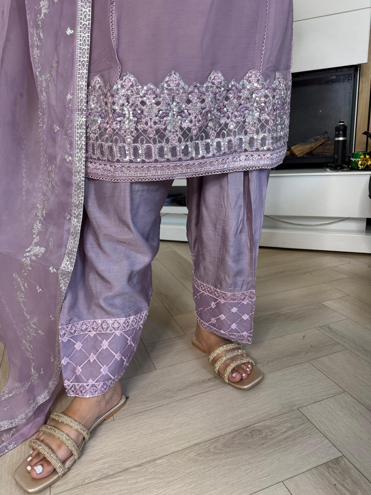 Atiqa Chiffon 3PC Suit With Organza Duppata