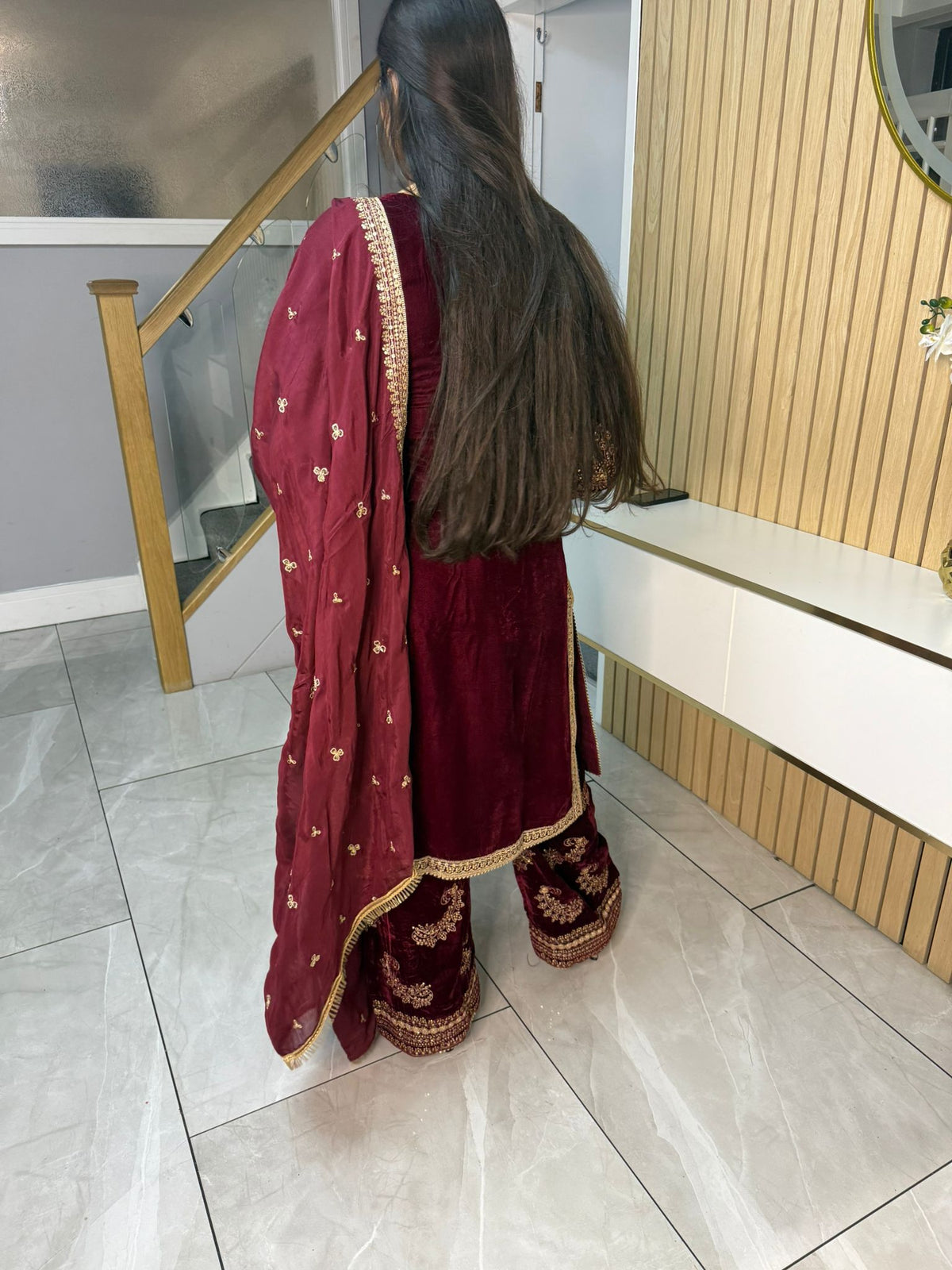 Gulal 3pc Embroidered Velvet Suit With Silk Dupatta