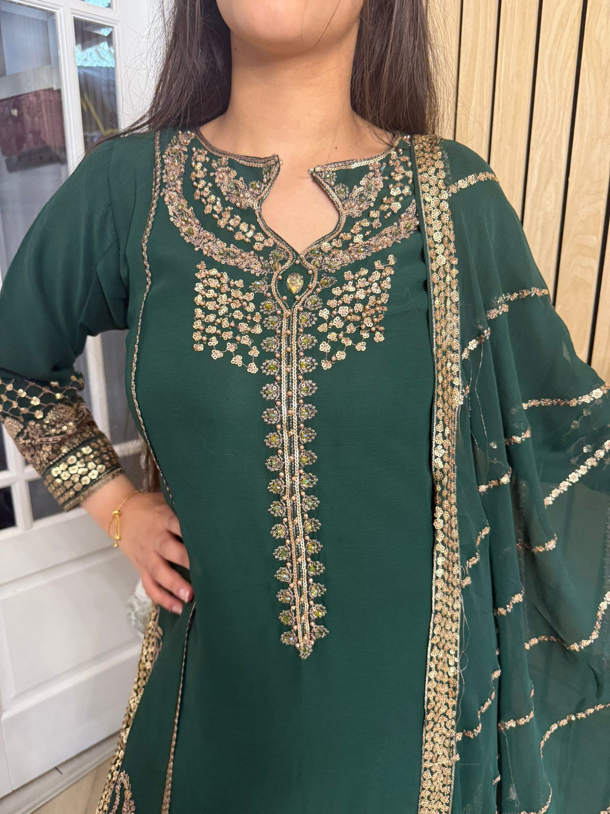 Fajar Chiffon 3pc Suit With Plazzo U3-B5