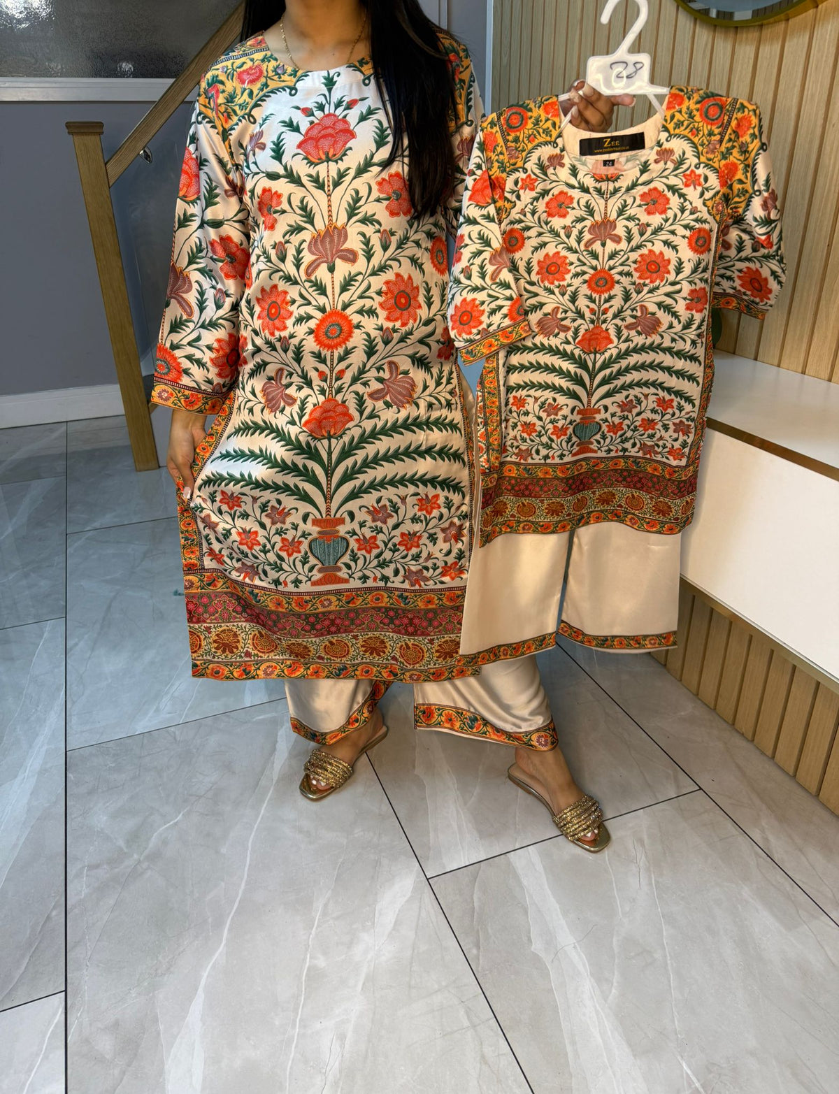Shamila 2pc Silk Mother and Daughter Co-ord D1-F