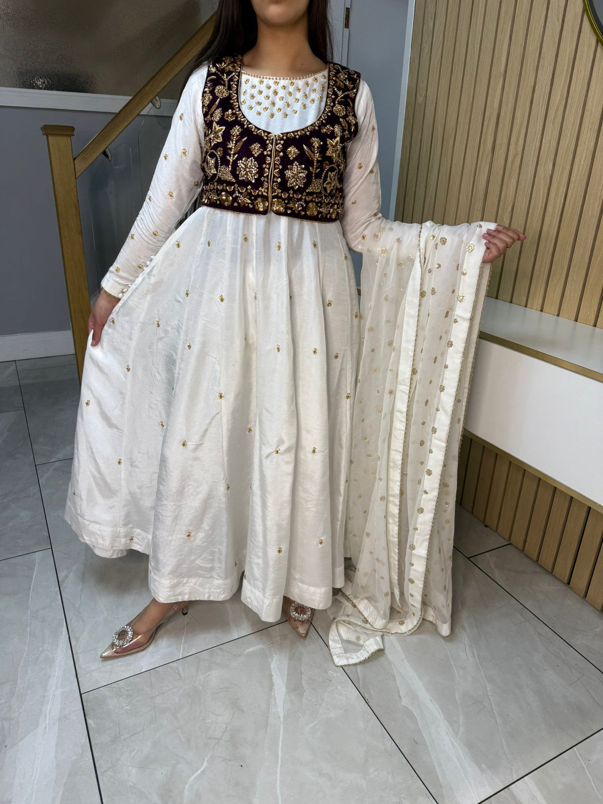 Rehma Luxury 3pc Silk Suits with Embroidered Velvet Koti