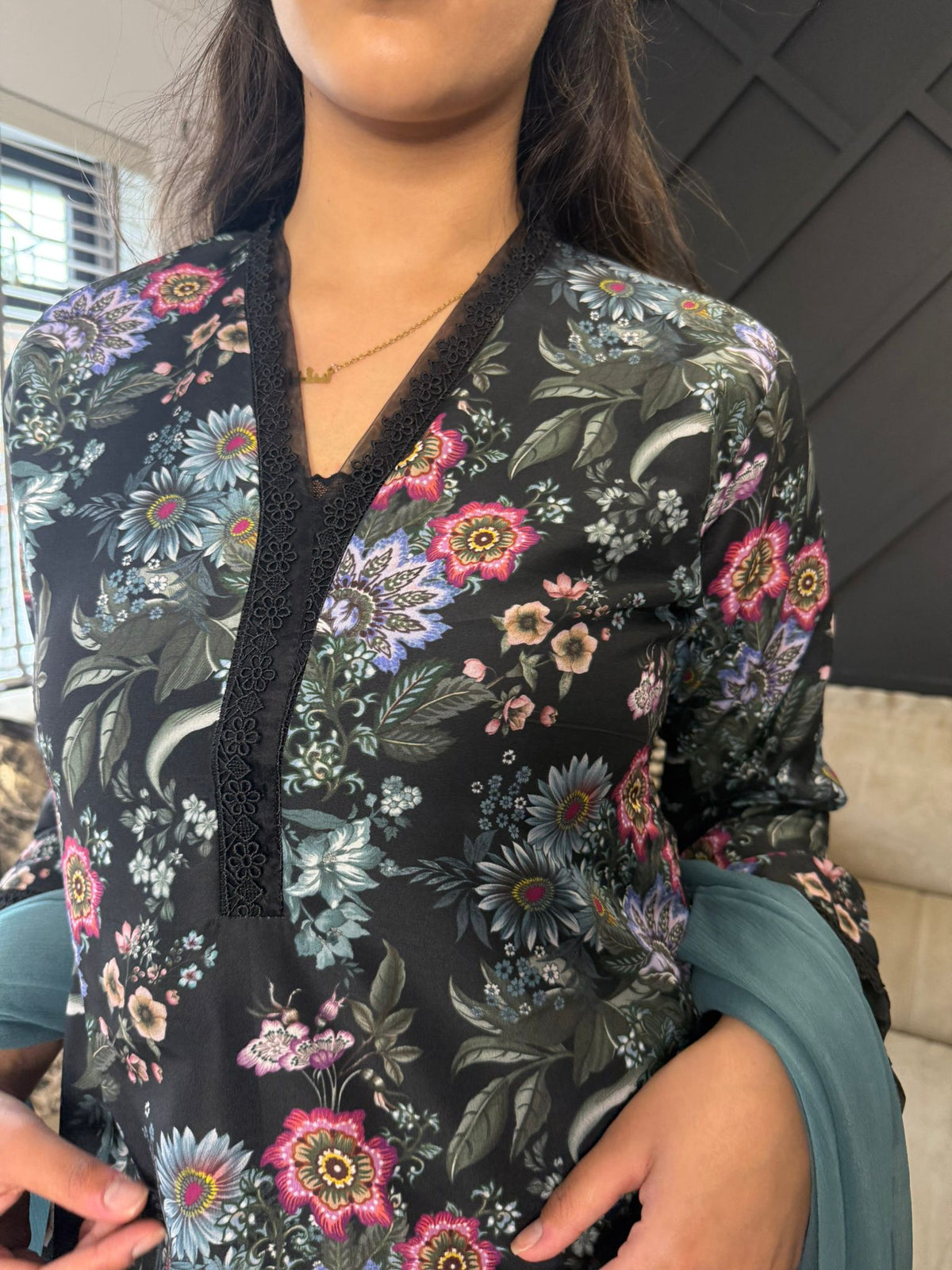 Kamra 3pc printed suit with Shalwar