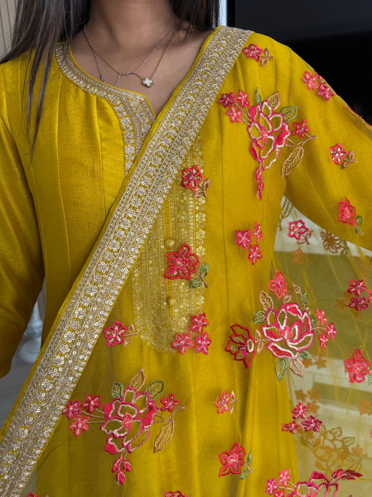 Zoha 2pc Indian Silk Dress with Net Dupatta 53” length