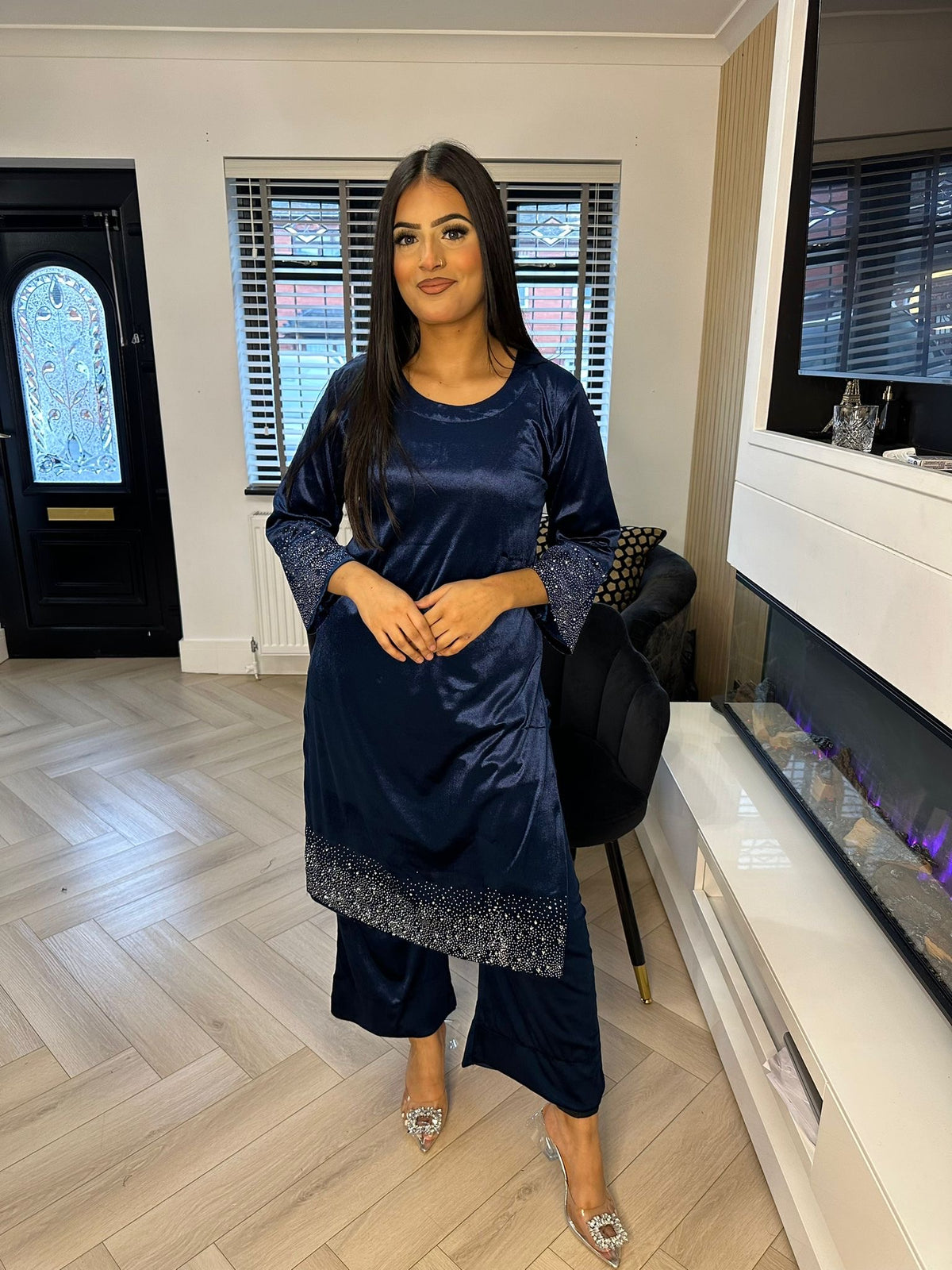 Diamond Velvet 2Pc - Navy