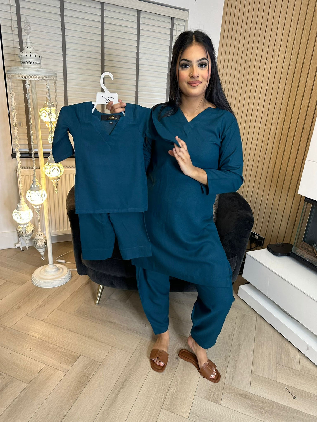 Leela M&D Shalwar-Teal