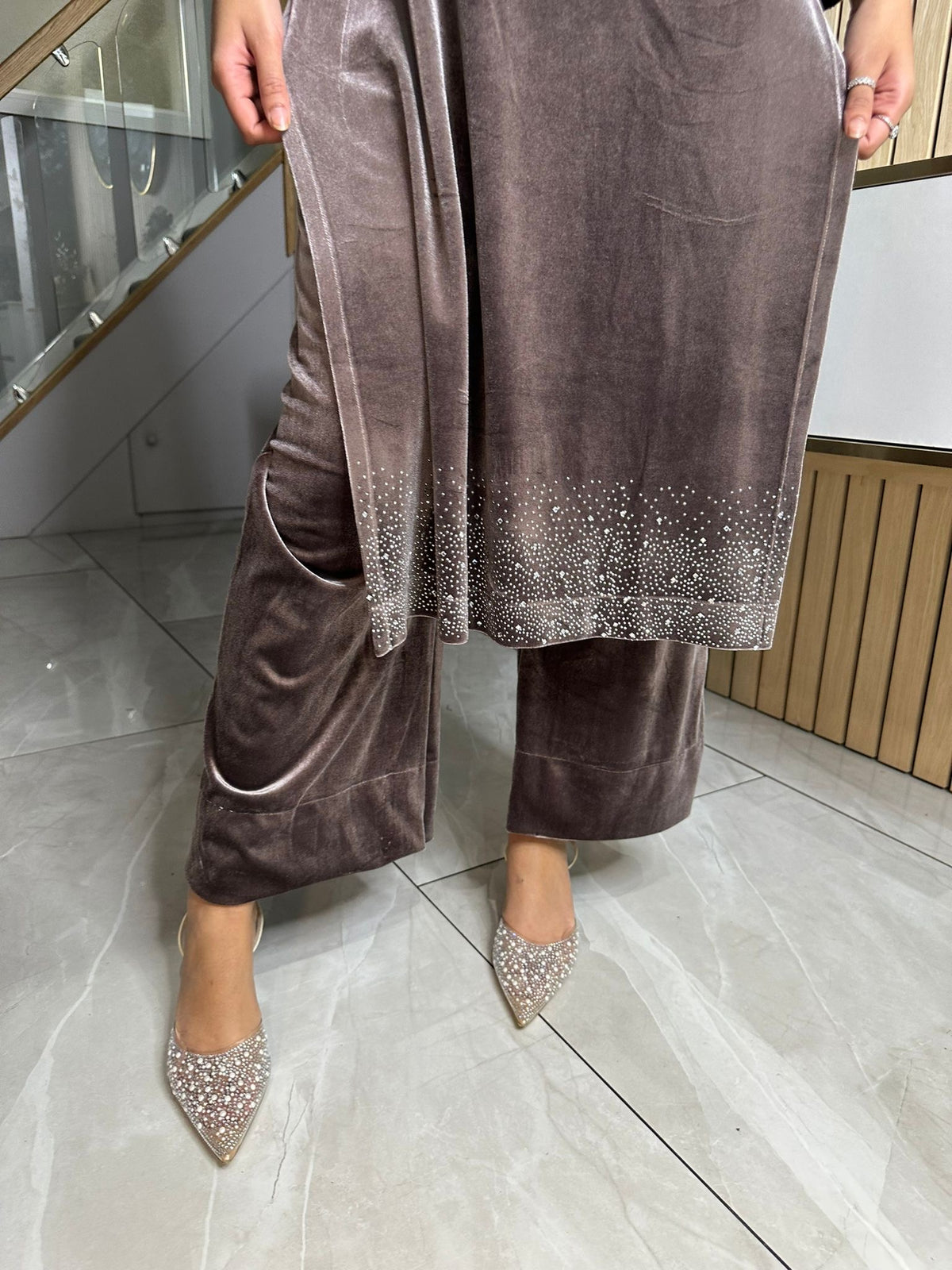 Diamond Velvet 2pc with Plazzo Trouser