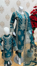 Sheesh 3pc Mother & Daughter Embroidered Suit
