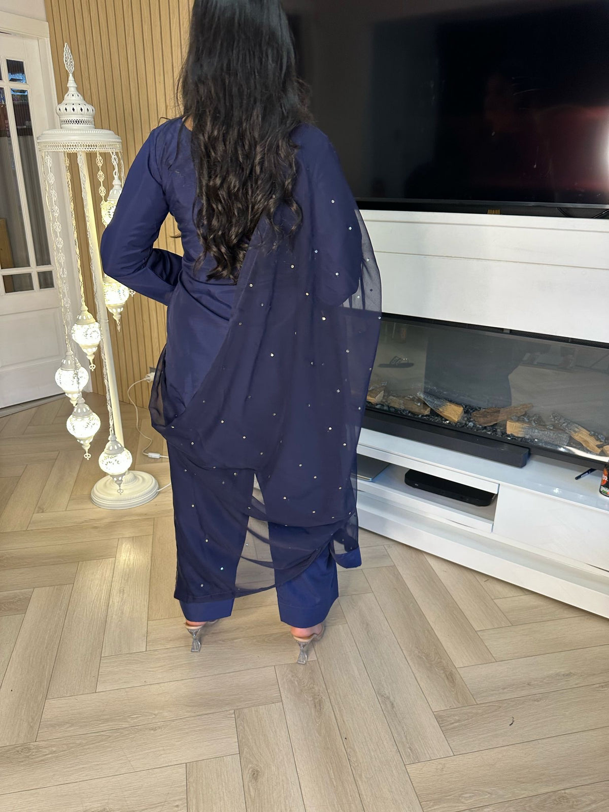 Keisha 3pc Plain Silk Farshi Shalwar
