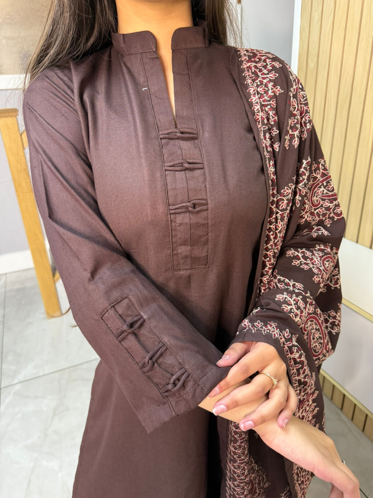 Noor Zahra 3pc Dhannak Suit With Embroidered Shawl