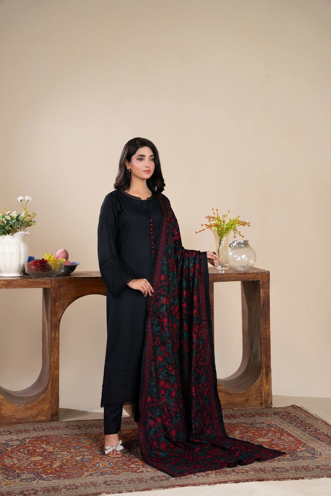 Noor Zahra 3pc Dhannak Suit With Embroidered Shawl