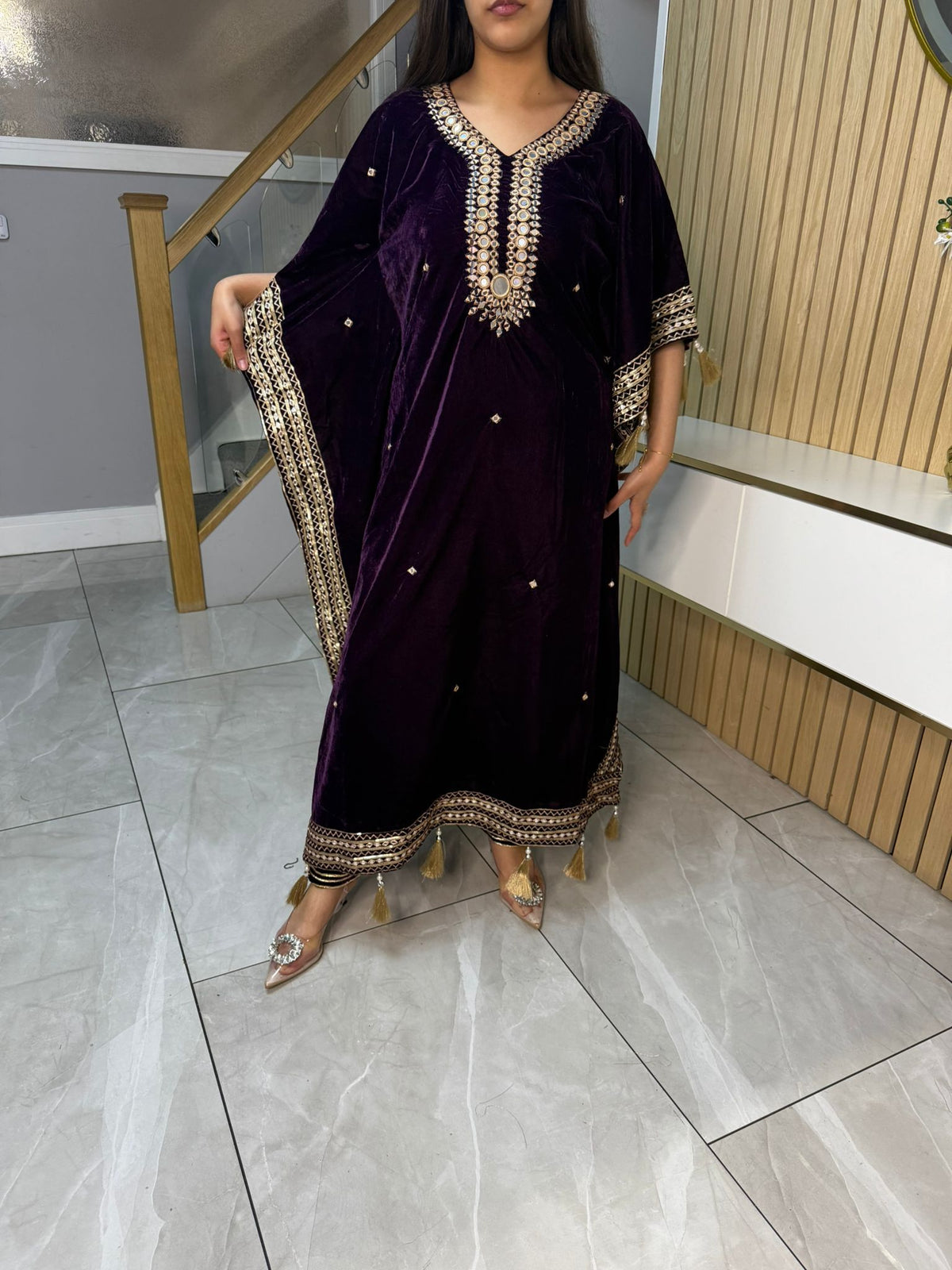 Mirror Velvet 2pc Kaftaan with Matching Trouser