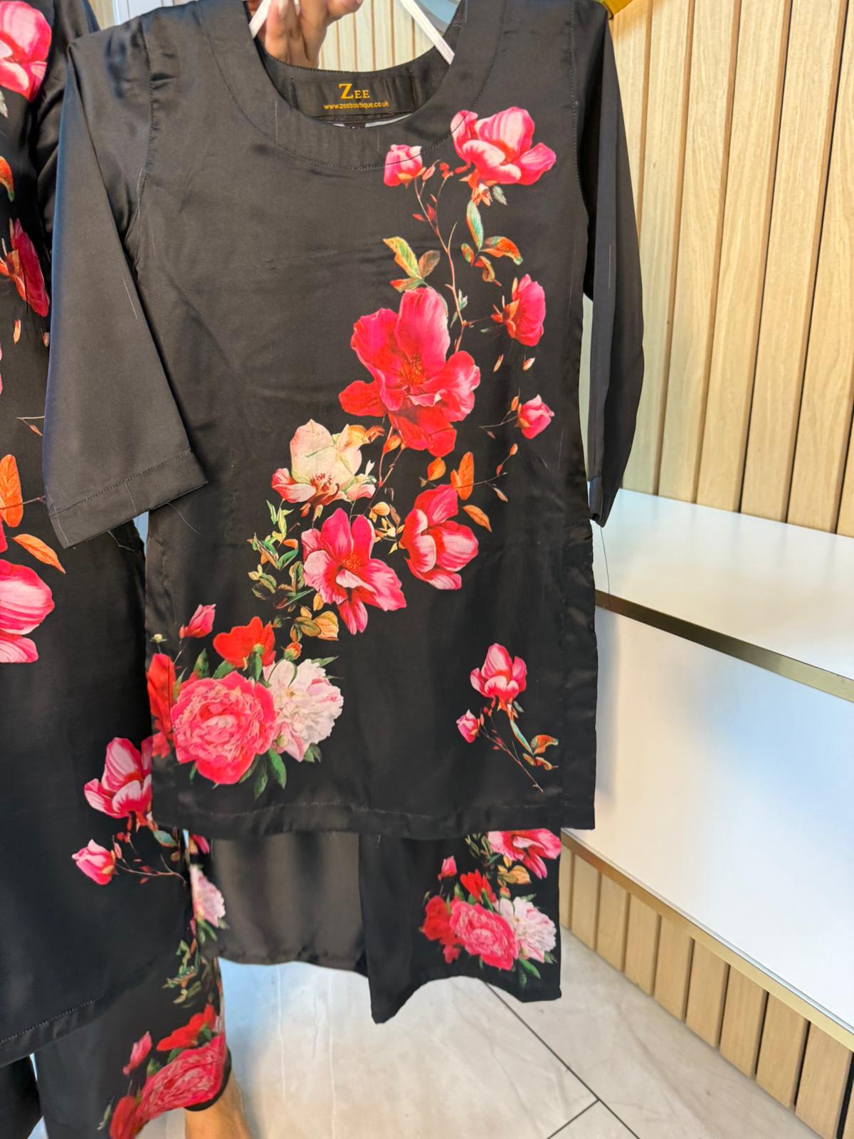 Shamila 2pc Silk Mother and Daughter Co-ord D1-F