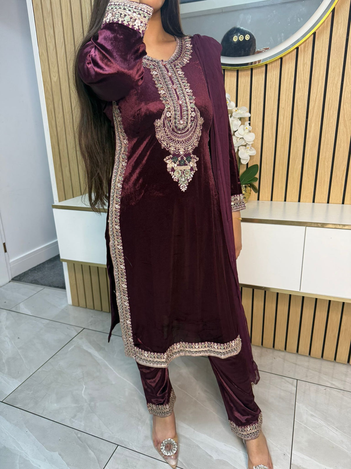Saher Velvet 3pc Mother & Daughter Suits