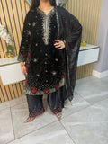 Aroushi 3pc Luxury Velvet Embroidered Suit With Chiffon Duppatta U3-E2