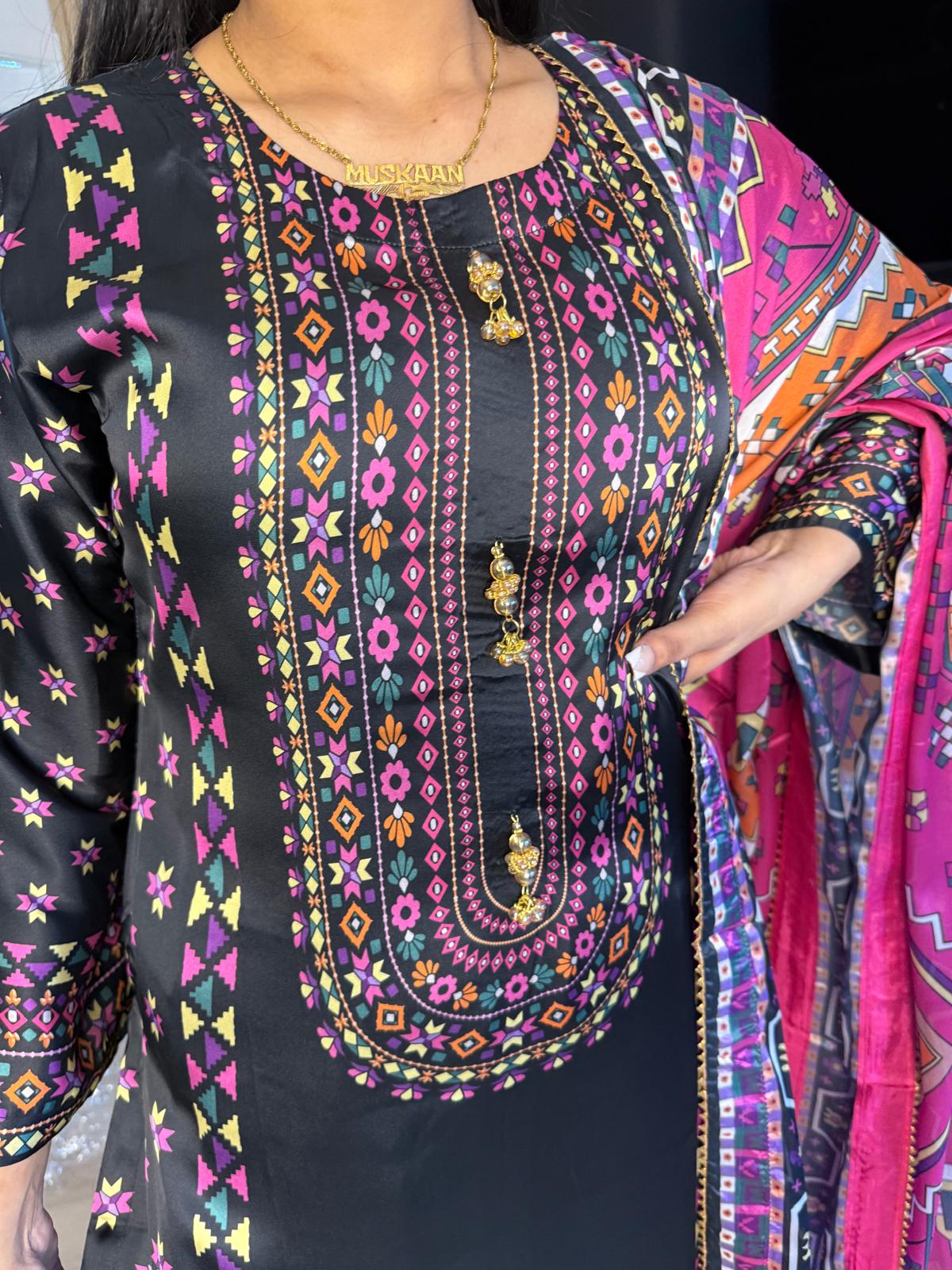 Gulnaz 3pc Silk Mother and Daughter Suit