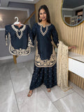 Hamnah 3pc Mother & Daughter Viscous Suit With Plazzo U3-D3