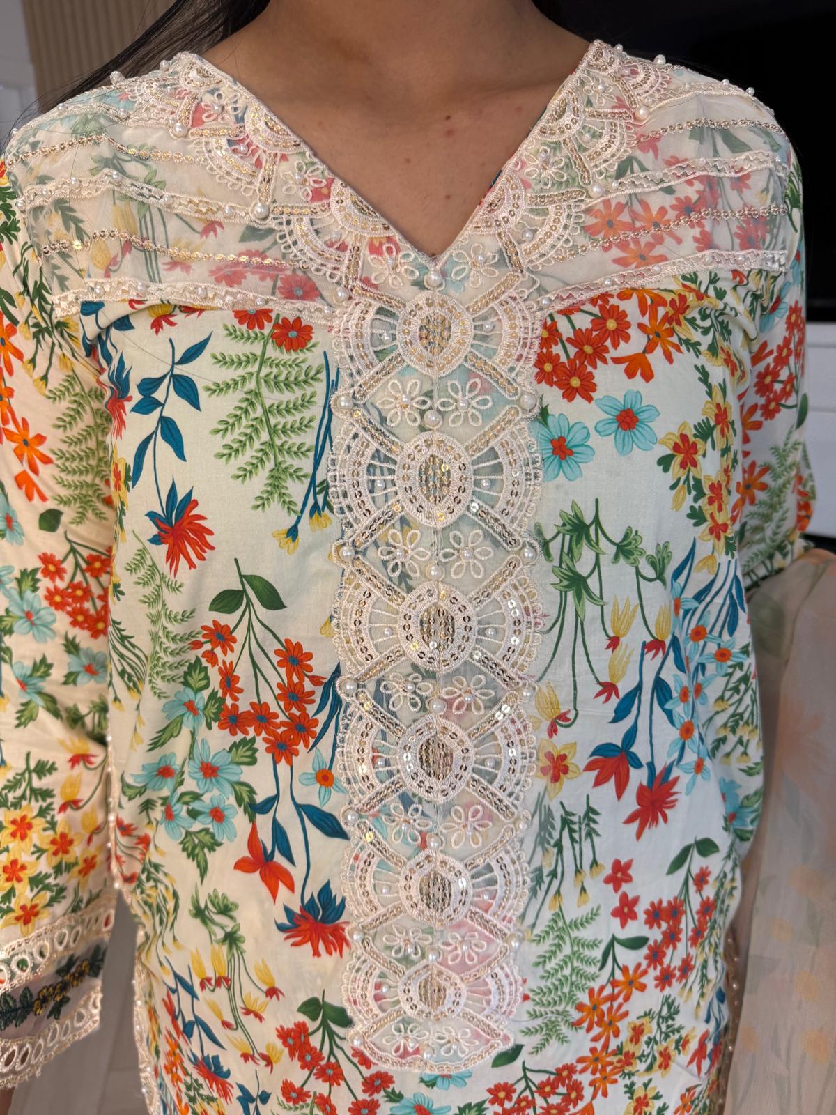 Adeela 3pc Printed Lawn Suit