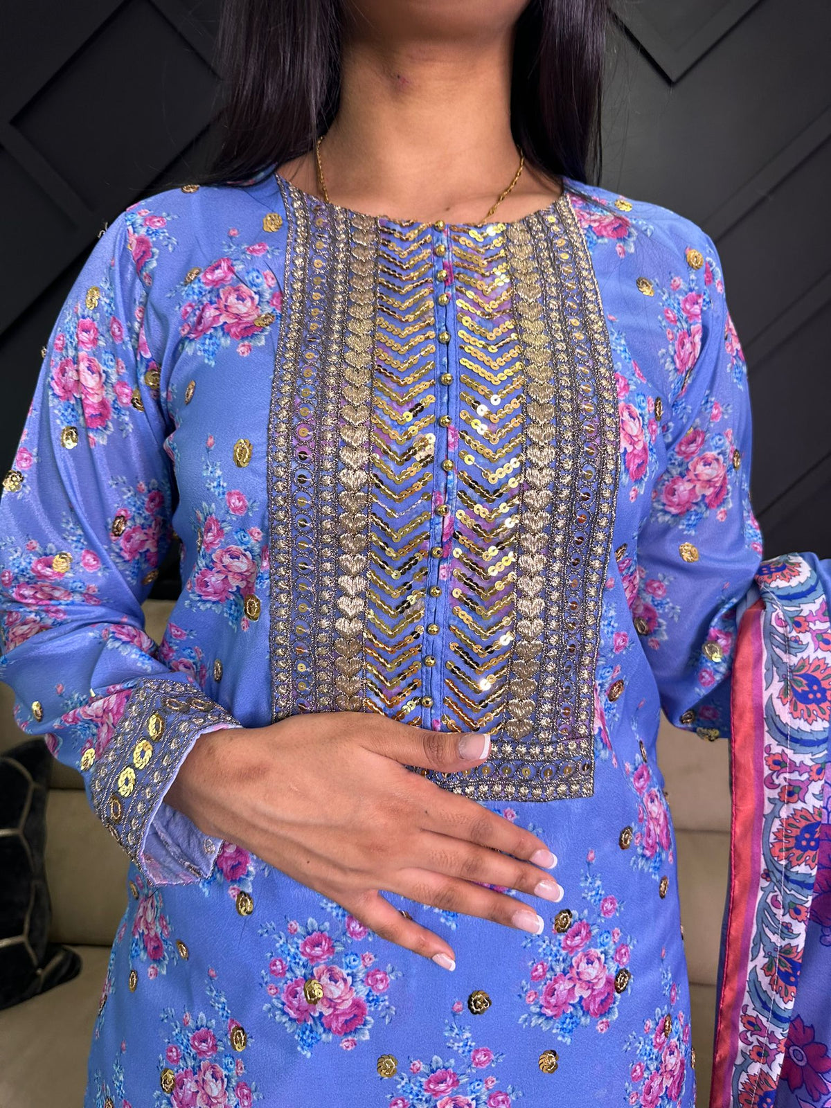 Sitare by Raniya - Blue and Pink Floral